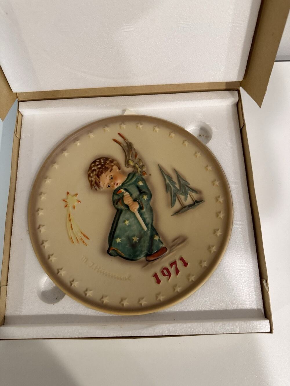 1971 M.J. Hummel Goebel Annual Plate HUM 264 Heavenly Angel 1st Ed Box